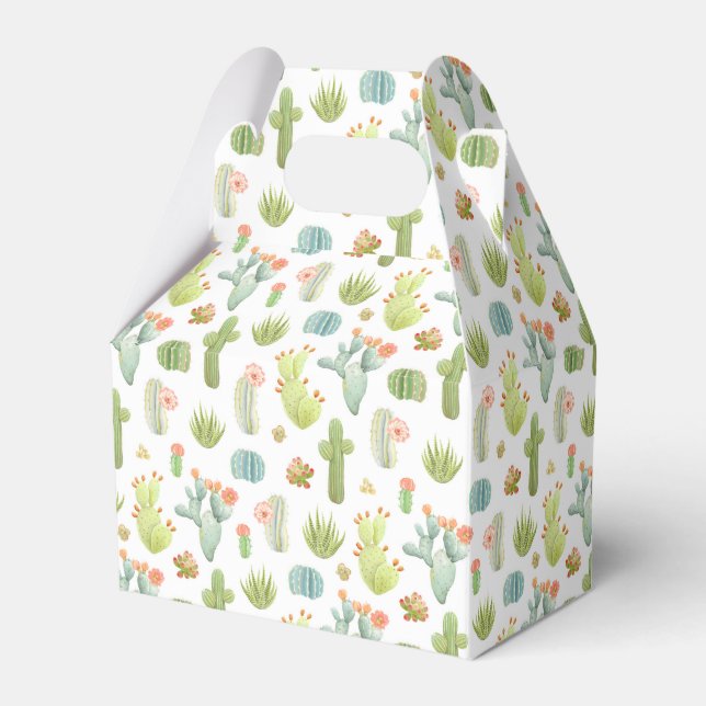 Cute Cactus Standing Pattern Favor Boxes (Front Side)