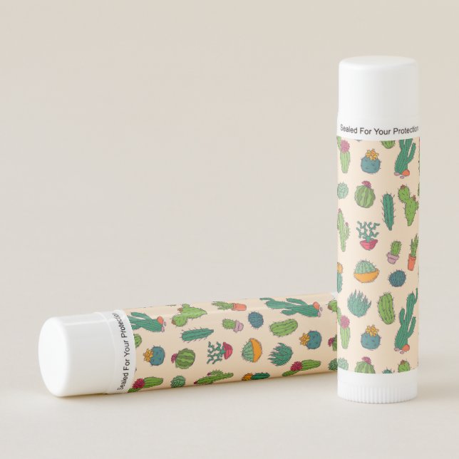Cute Cactus Standing Pattern Lip Balm (Front)