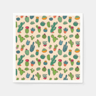 Cute Cactus Standing Pattern Napkins