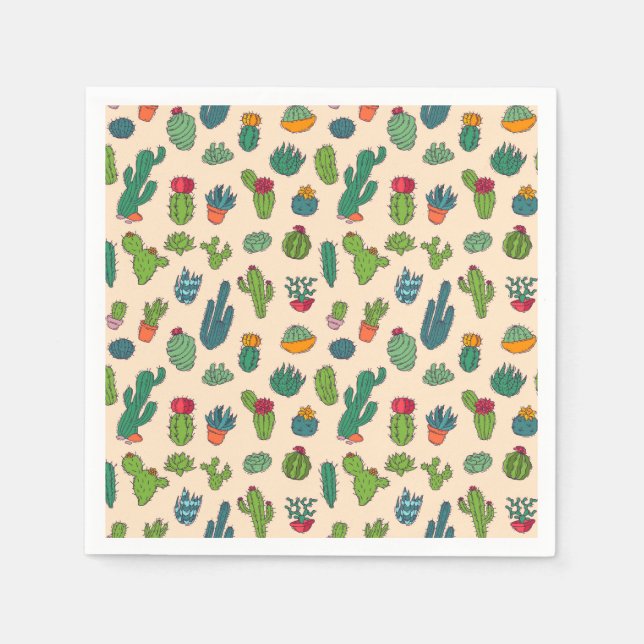Cute Cactus Standing Pattern Napkins (Front)