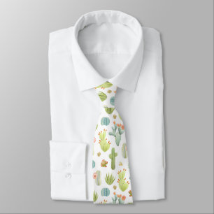 Cute Cactus Standing Pattern Neck Tie