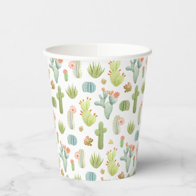 Cute Cactus Standing Pattern Paper Cups (Left)