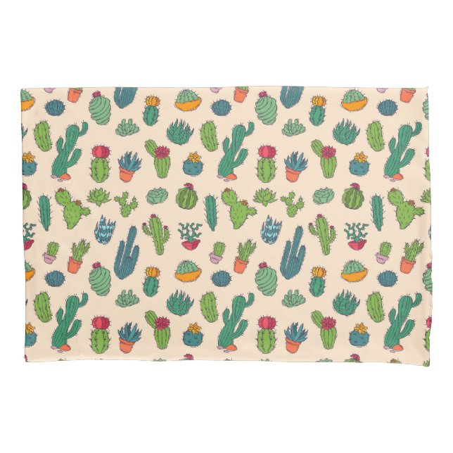Cute Cactus Standing Pattern Pillow Case (Front-Left)