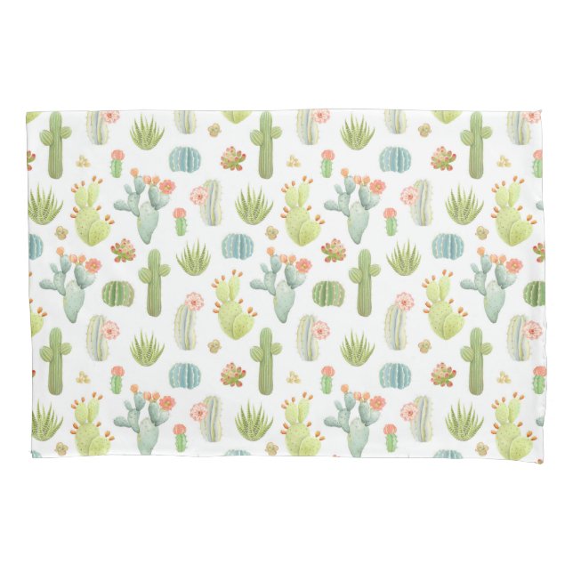 Cute Cactus Standing Pattern Pillow Case (Front-Left)
