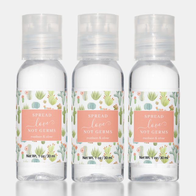 Cute Cactus Standing Pattern - Spread Love Hand Sanitizer (Set)