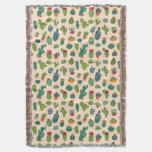 Cute Cactus Standing Pattern Throw Blanket