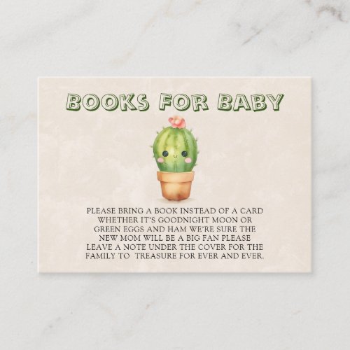 Cute Cactus Succulent Books For Baby Business Card