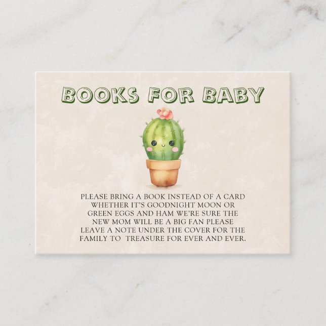 Cute Cactus Succulent Books For Baby Business Card (Front)