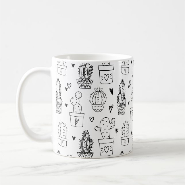 Cute Cactus Succulent Garden Plants Botanical  Coffee Mug (Left)