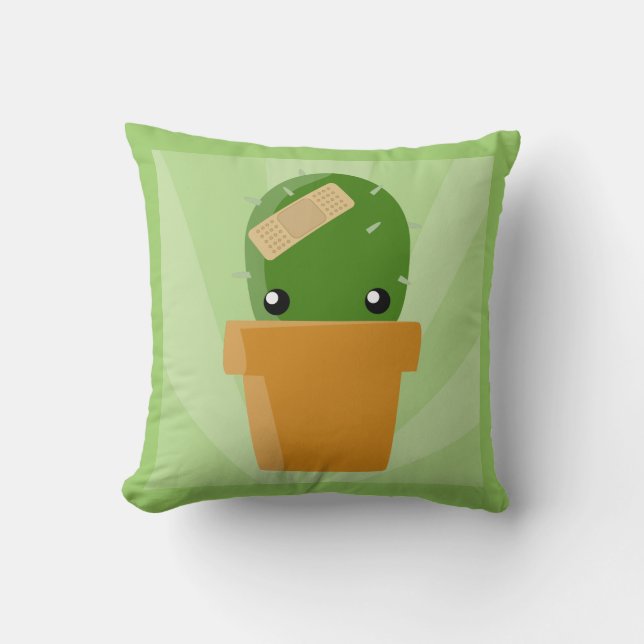 Cute Cactus Throw Pillow (Front)