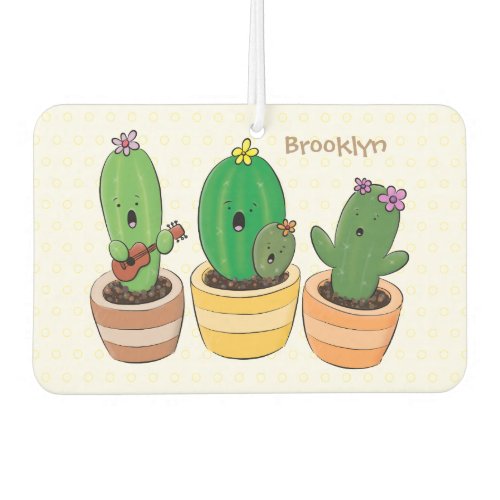 Cute cactus trio singing cartoon illustration air freshener