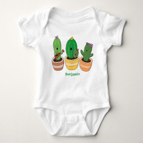 Cute cactus trio singing cartoon illustration baby bodysuit
