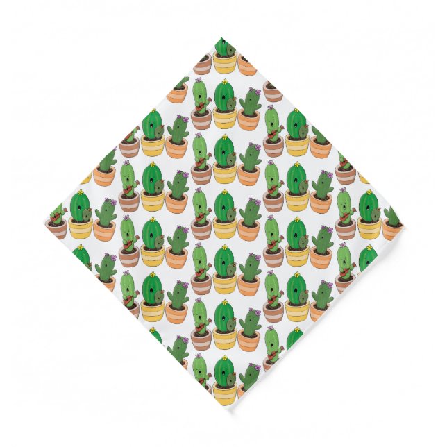 Cute cactus trio singing cartoon illustration  bandana (Front)