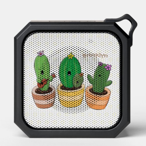 Cute cactus trio singing cartoon illustration bluetooth speaker