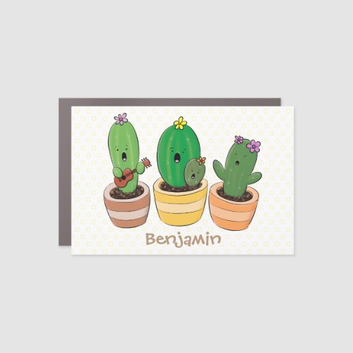 Cute cactus trio singing cartoon illustration car magnet