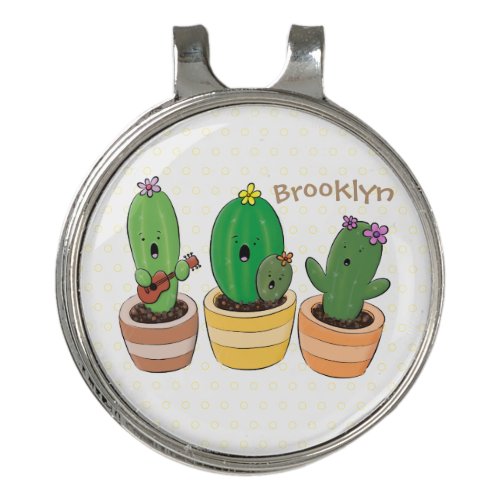 Cute cactus trio singing cartoon illustration golf hat clip