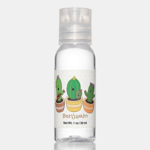 Cute cactus trio singing cartoon illustration hand sanitizer