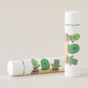 Cute cactus trio singing cartoon illustration lip balm
