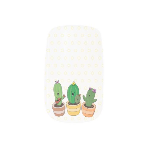 Cute cactus trio singing cartoon illustration minx nail art