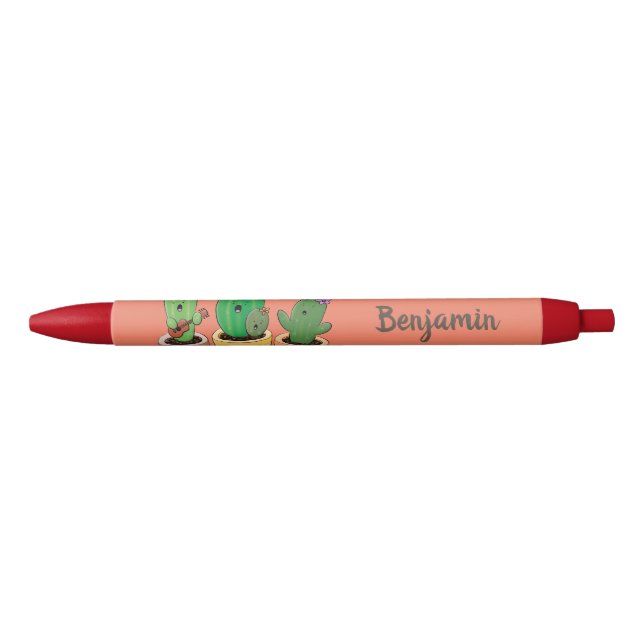 Cute cactus trio singing cartoon illustration pen (Front)