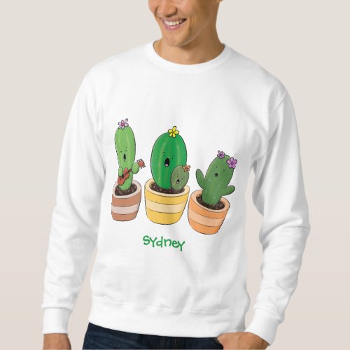 Cute cactus trio singing cartoon illustration sweatshirt