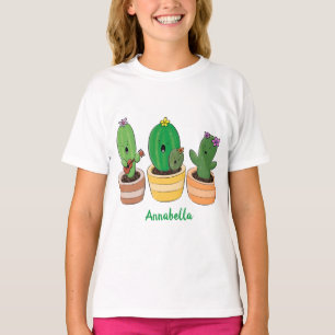 Cute cactus trio singing cartoon illustration T-Shirt