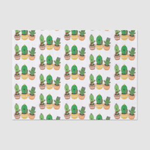 Cute cactus trio singing cartoon illustration tissue paper