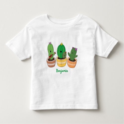 Cute cactus trio singing cartoon illustration toddler t_shirt