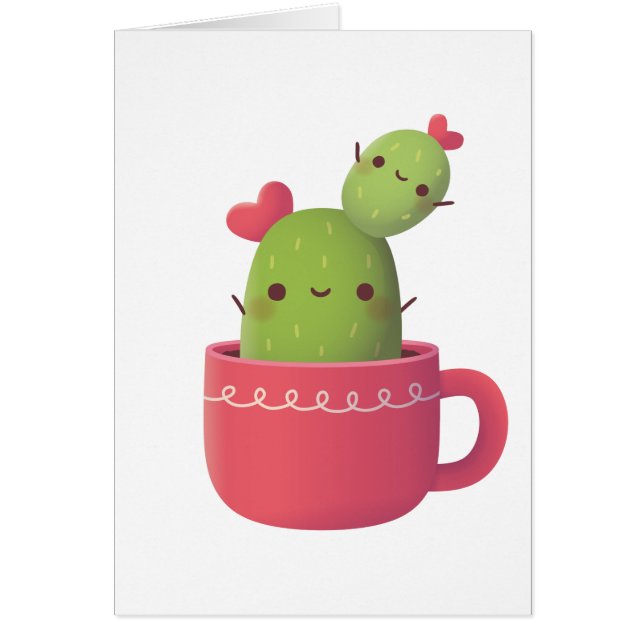 Cute Cactus, Valentines Day Greeting Cards (Front)
