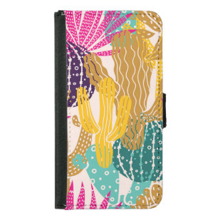 Cute Cactus Vintage Seamless Illustration. Samsung Galaxy S5 Wallet Case