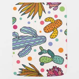 Cute Cactus Vintage Seamless Pattern Baby Blanket