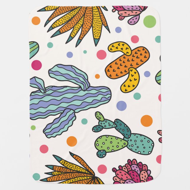 Cute Cactus Vintage Seamless Pattern Baby Blanket (Front)