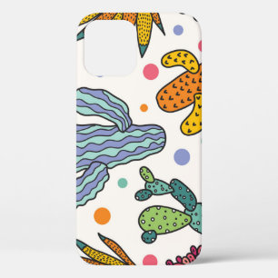 Cute Cactus Vintage Seamless Pattern iPhone 12 Case