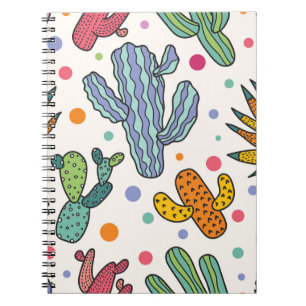 Cute Cactus Vintage Seamless Pattern Notebook