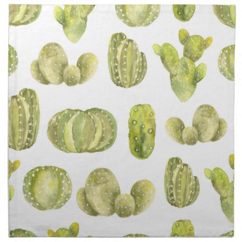 Cute Cactus Watercolor Seamless Decor Cloth Napkin