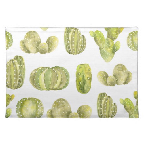 Cute Cactus Watercolor Seamless Decor Cloth Placemat