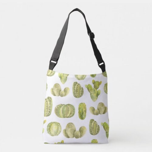 Cute Cactus Watercolor Seamless Decor Crossbody Bag