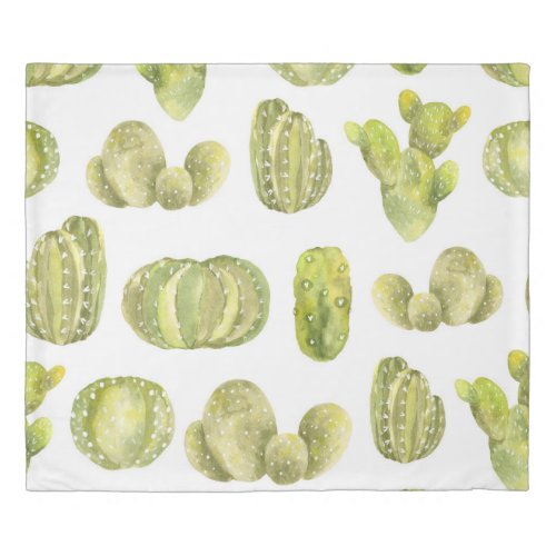 Cute Cactus Watercolor Seamless Decor Duvet Cover