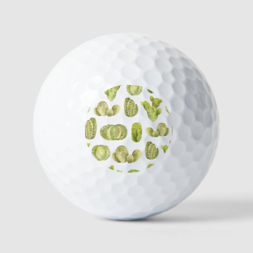Cute Cactus Watercolor Seamless Decor Golf Balls