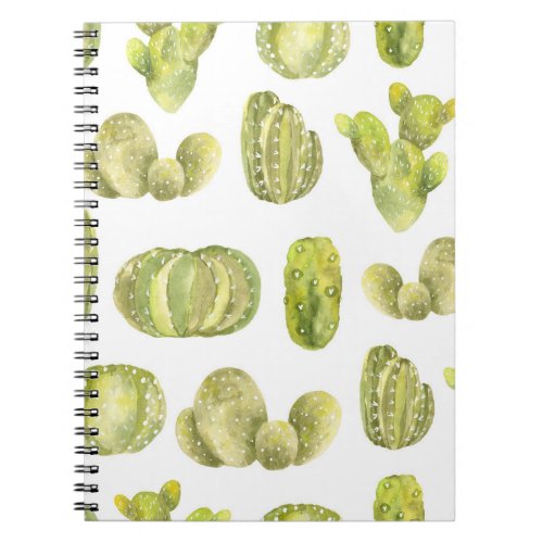 Cute Cactus Watercolor Seamless Decor Notebook