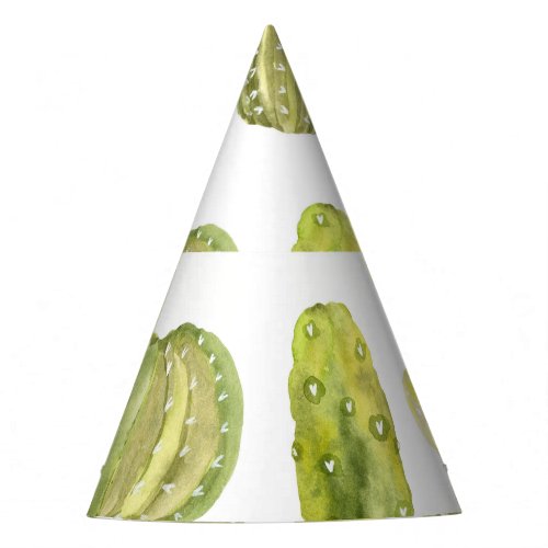 Cute Cactus Watercolor Seamless Decor Party Hat