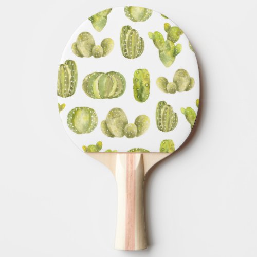 Cute Cactus Watercolor Seamless Decor Ping Pong Paddle