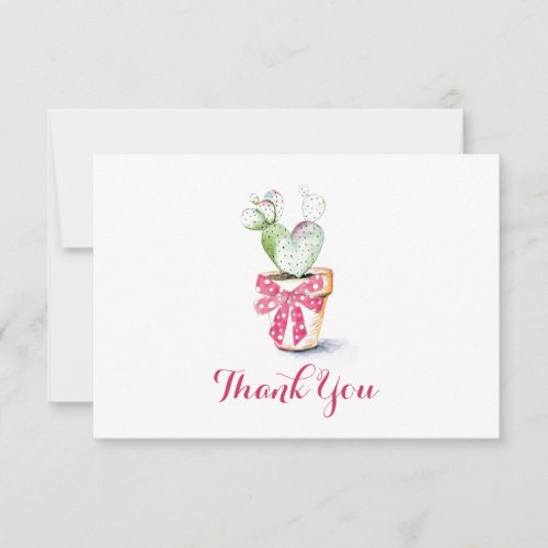 Cute Cactus Watercolor Valentines Thank You Card