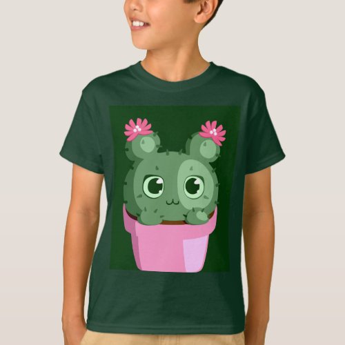 Cute Cactus with Eyes design T_Shirt
