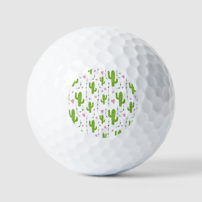 Cute cactus with hearts in green golf balls (Front)