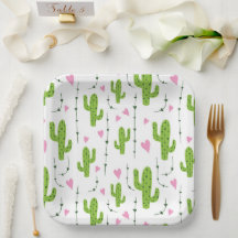 Cute cactus with hearts in green