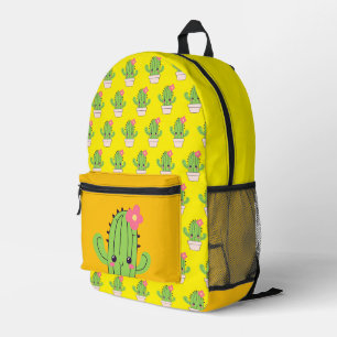 Cute Cactus Yellow Orange Printed Backpack