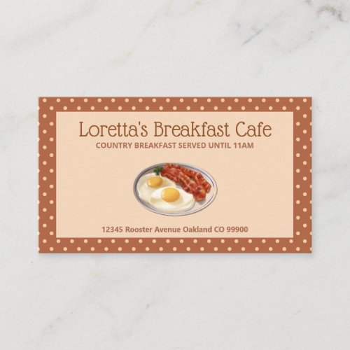 Cute Cafe Restaurant Food Polka Dot Business Card