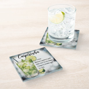 Cute Caipirinha Cocktail Recipe Glass Coaster