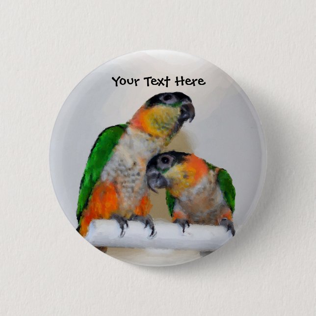 Cute Caique Parrot Pair Animal Button (Front)